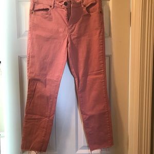 Loft ankle jean with frayed bottom